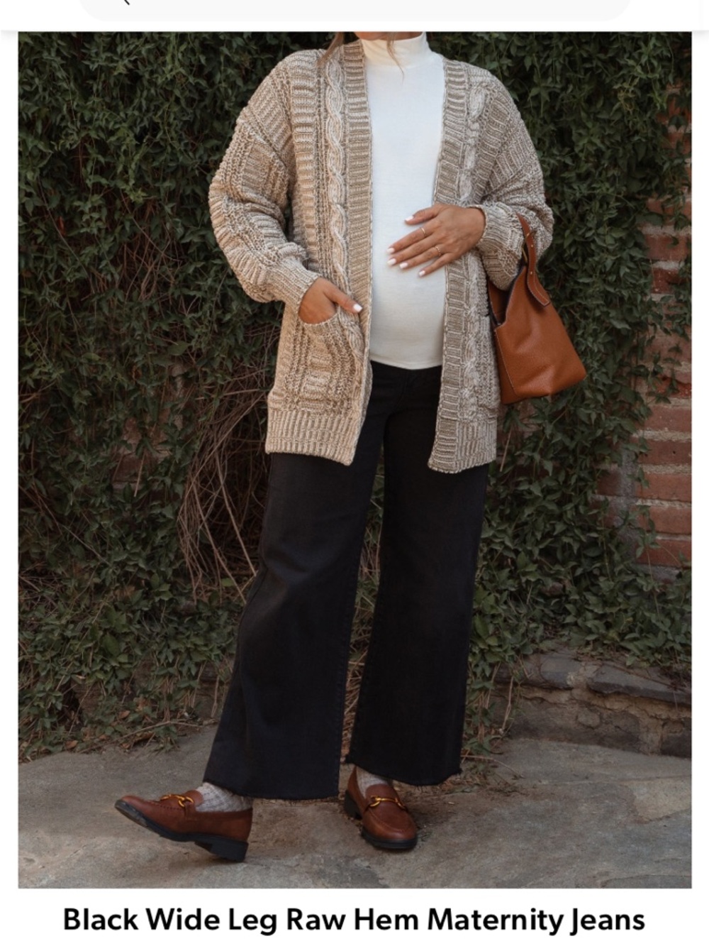Pinkblush Black Wide Leg Raw Hem Maternity Jeans